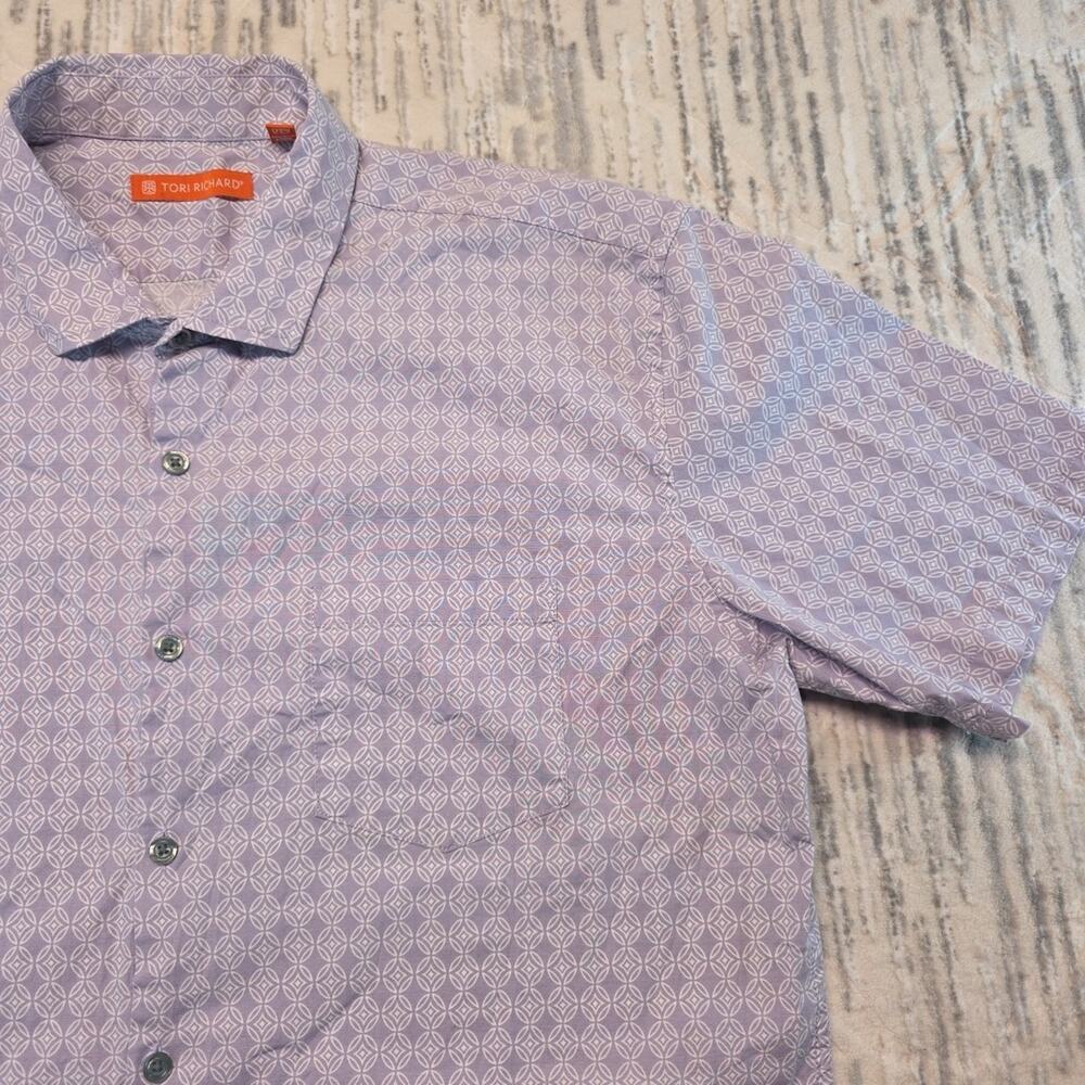 Tori Richard Mens Shirt Tribal Geometric Maze Print Short Sleeve Sz L